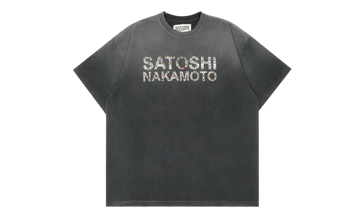 Pearl Studded Logo Tee "Washed Black" SAT006