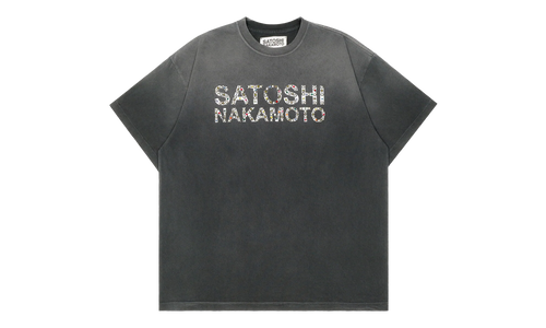 Pearl Studded Logo Tee "Washed Black" SAT006