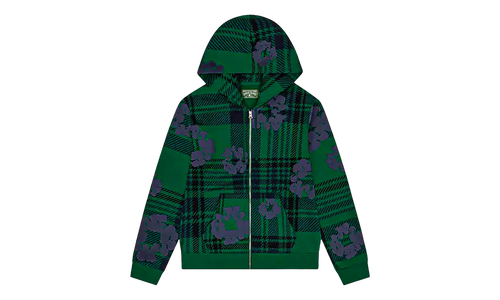 Plaid Cotton Wreath Zip Hoodie "Green" DT385