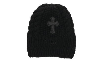 Leather Cross Patch Beanie "Black" CHRM0768
