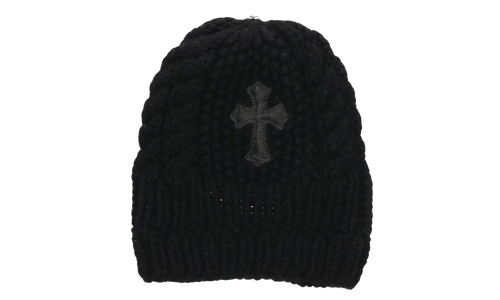 Leather Cross Patch Beanie "Black" CHRM0768