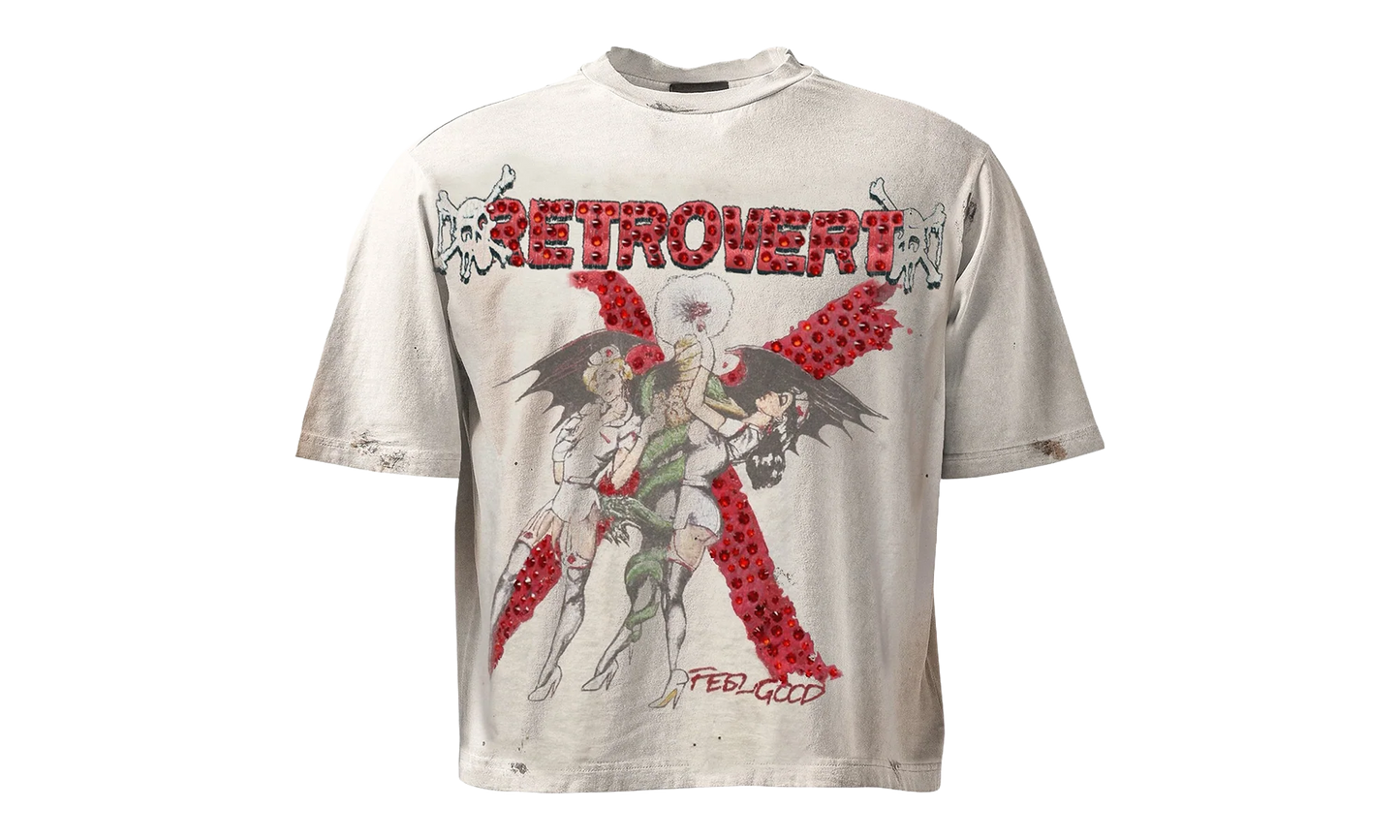 Red Nurse Rhinestone Tee "White" RET021