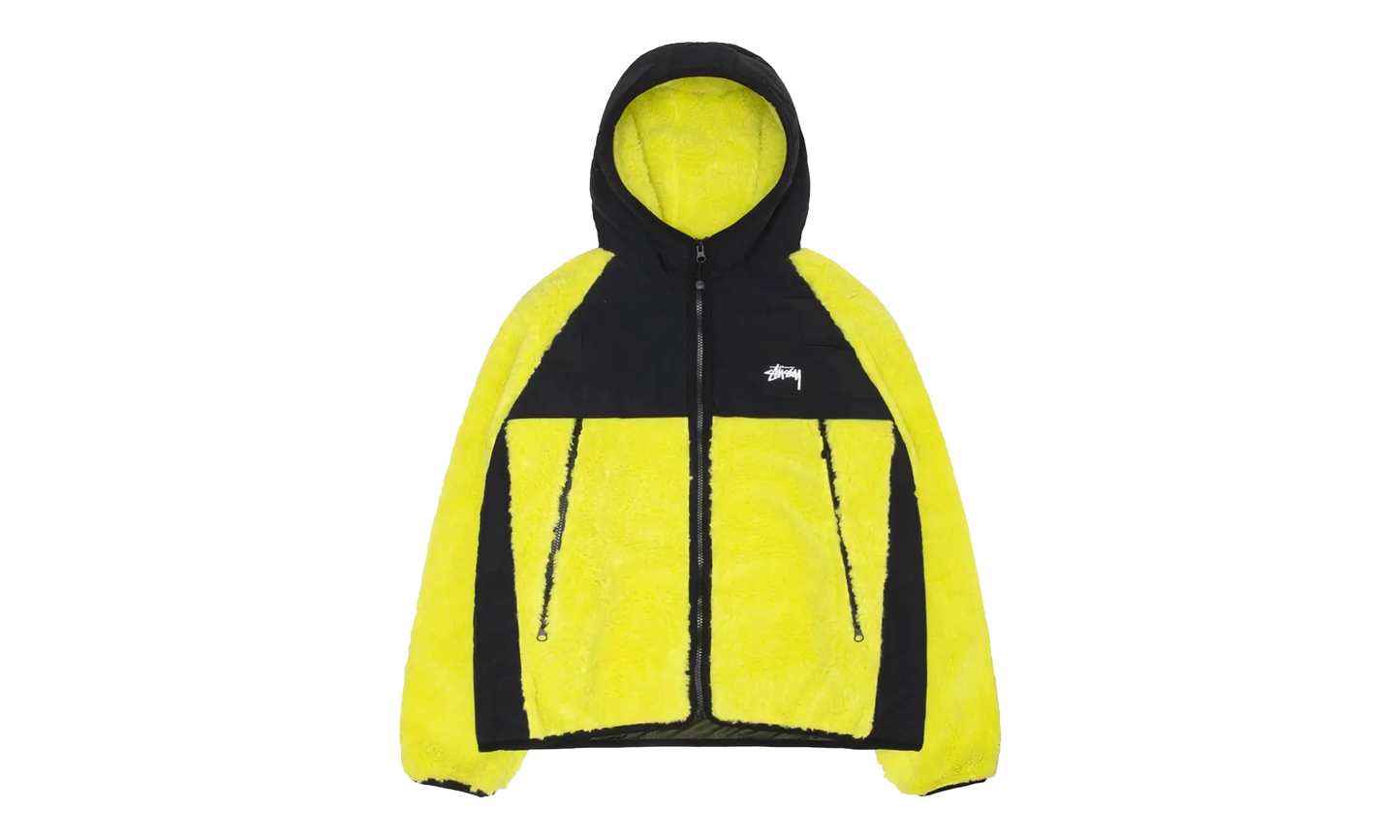 Sherpa Paneled Hooded Jacket "Lime" STUS393