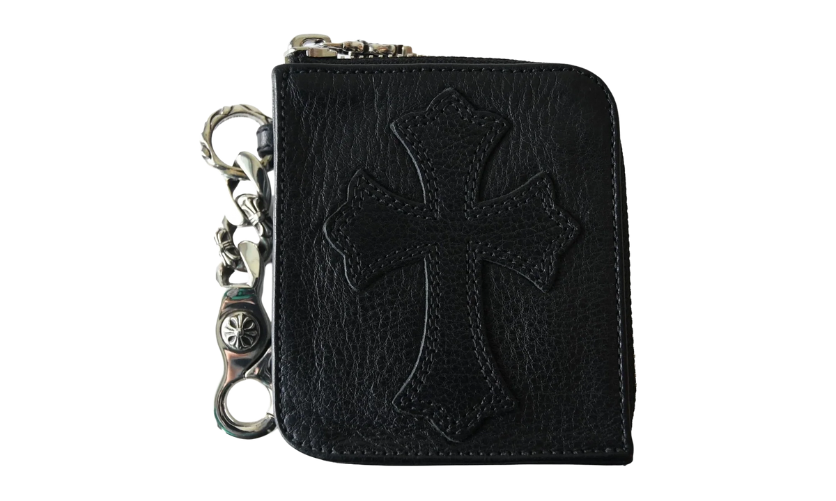 Leather Tiny Zip Cemetery Cross Patch Wallet "Black" CHRM1161