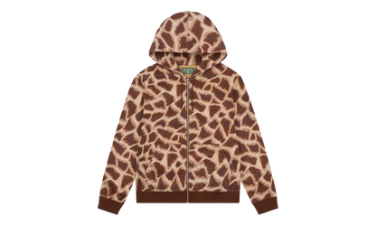 Faux Fur Giraffe Print Hoodie "Brown" DT547