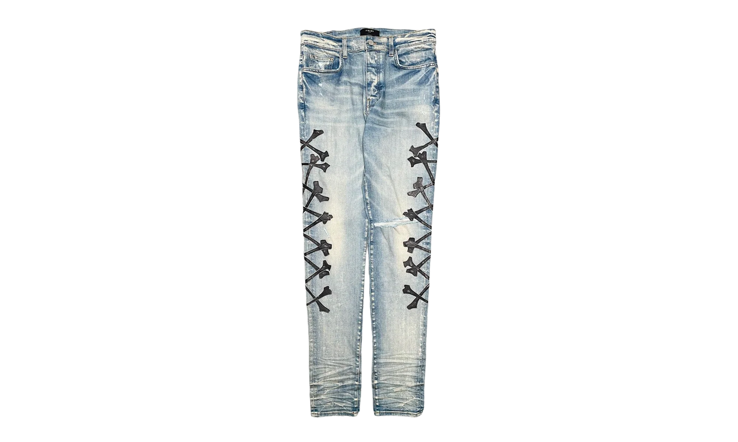 Maxfield Exclusive Leather Patch Bones Jeans "Original Indigo Black" AMELPBJOI