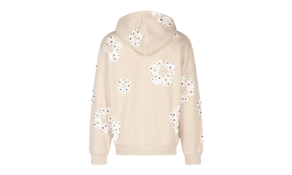 Rhinestone Cotton Wreath Zip Hoodie "Oatmeal" DT027