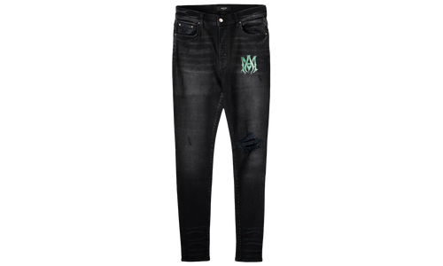 Watercolor MA Logo Jeans "Aged Black Green" SS22MDS012 023