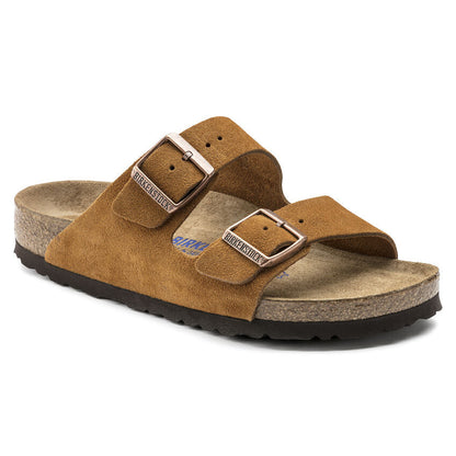 Arizona Suede Soft Footbed Sandal in Mink