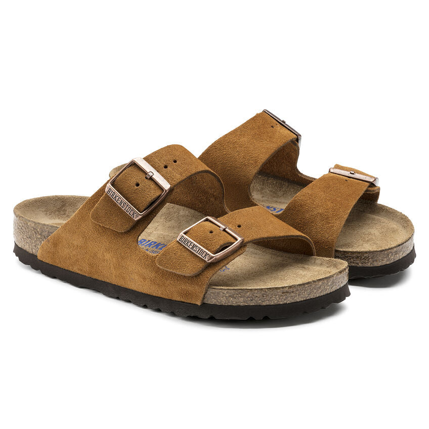 Arizona Suede Soft Footbed Sandal in Mink