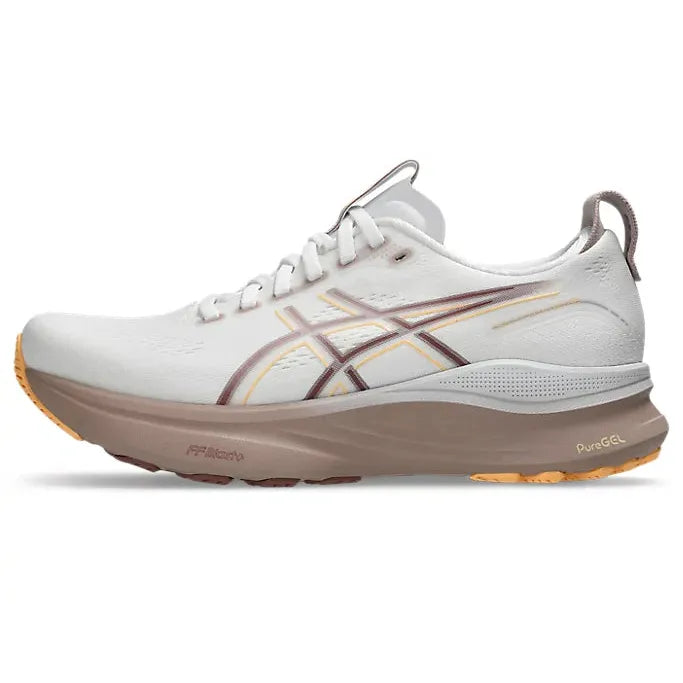Women's Gel-Kayano 32 Running Shoes Wide in White/Orange Glow