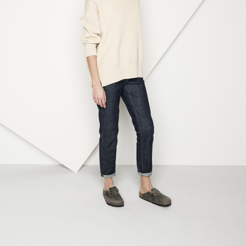 Boston Oiled Leather Soft Footbed Clog in Iron