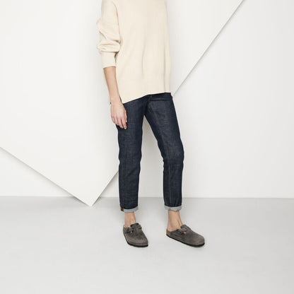 Boston Oiled Leather Soft Footbed Clog in Iron