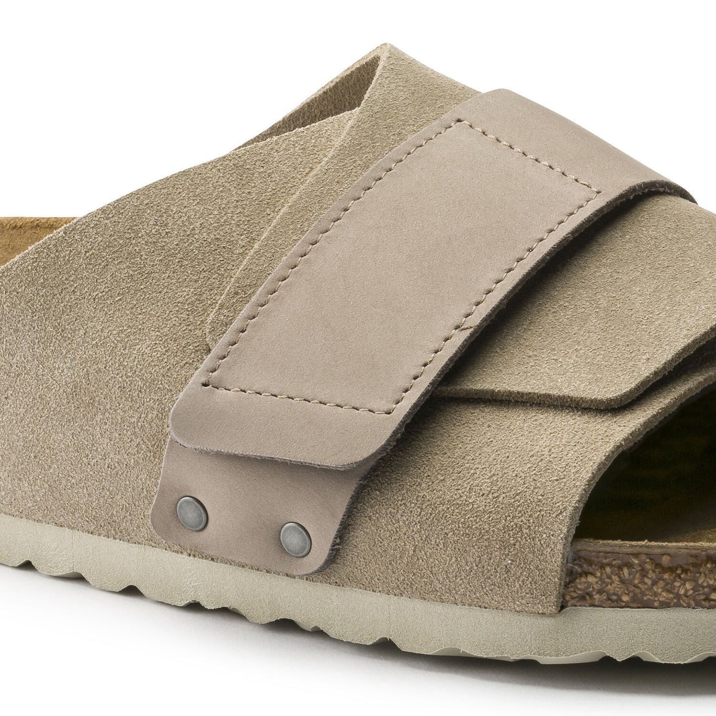 Kyoto Oiled Leather/Suede Leather Sandal in Taupe