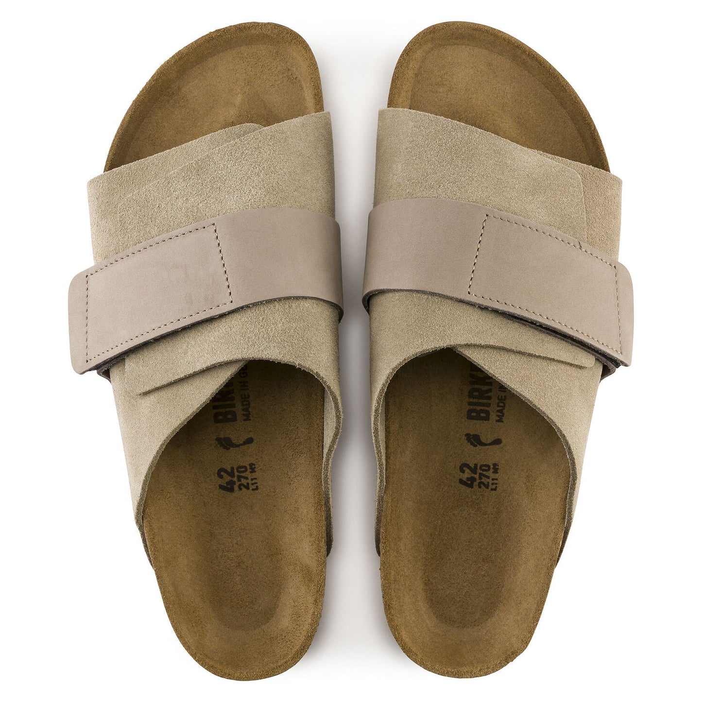 Kyoto Oiled Leather/Suede Leather Sandal in Taupe