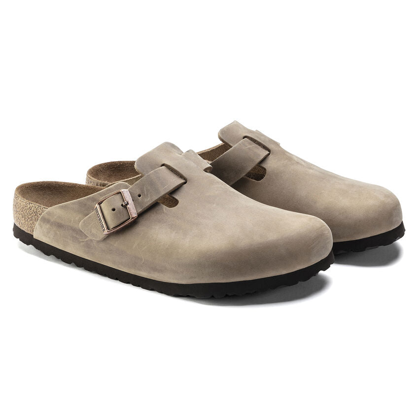 Boston Oiled Leather Soft Footbed Clog in Tabacco Brown