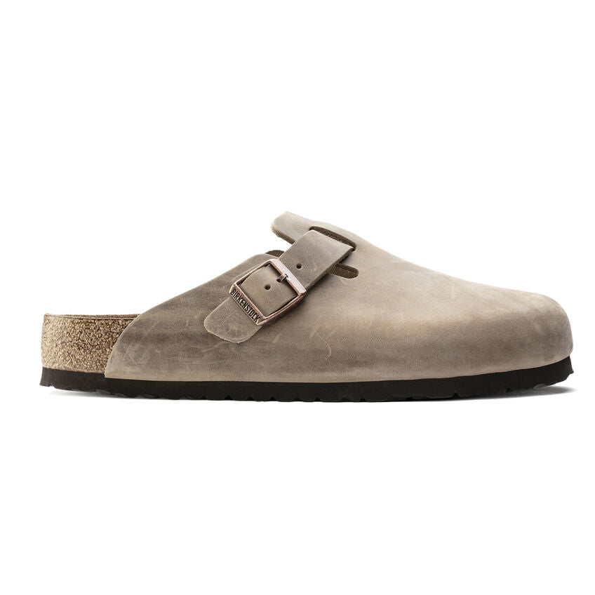 Boston Oiled Leather Soft Footbed Clog in Tabacco Brown