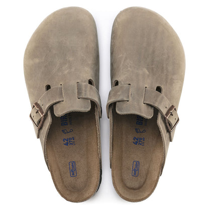 Boston Oiled Leather Soft Footbed Clog in Tabacco Brown