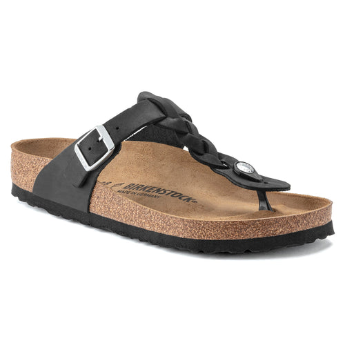 Gizeh Braid Oiled Leather Sandal in Black