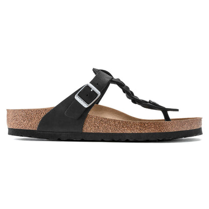 Gizeh Braid Oiled Leather Sandal in Black