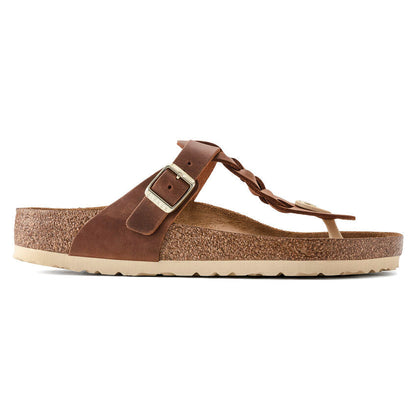 Gizeh Braid Oiled Leather Sandal in Cognac
