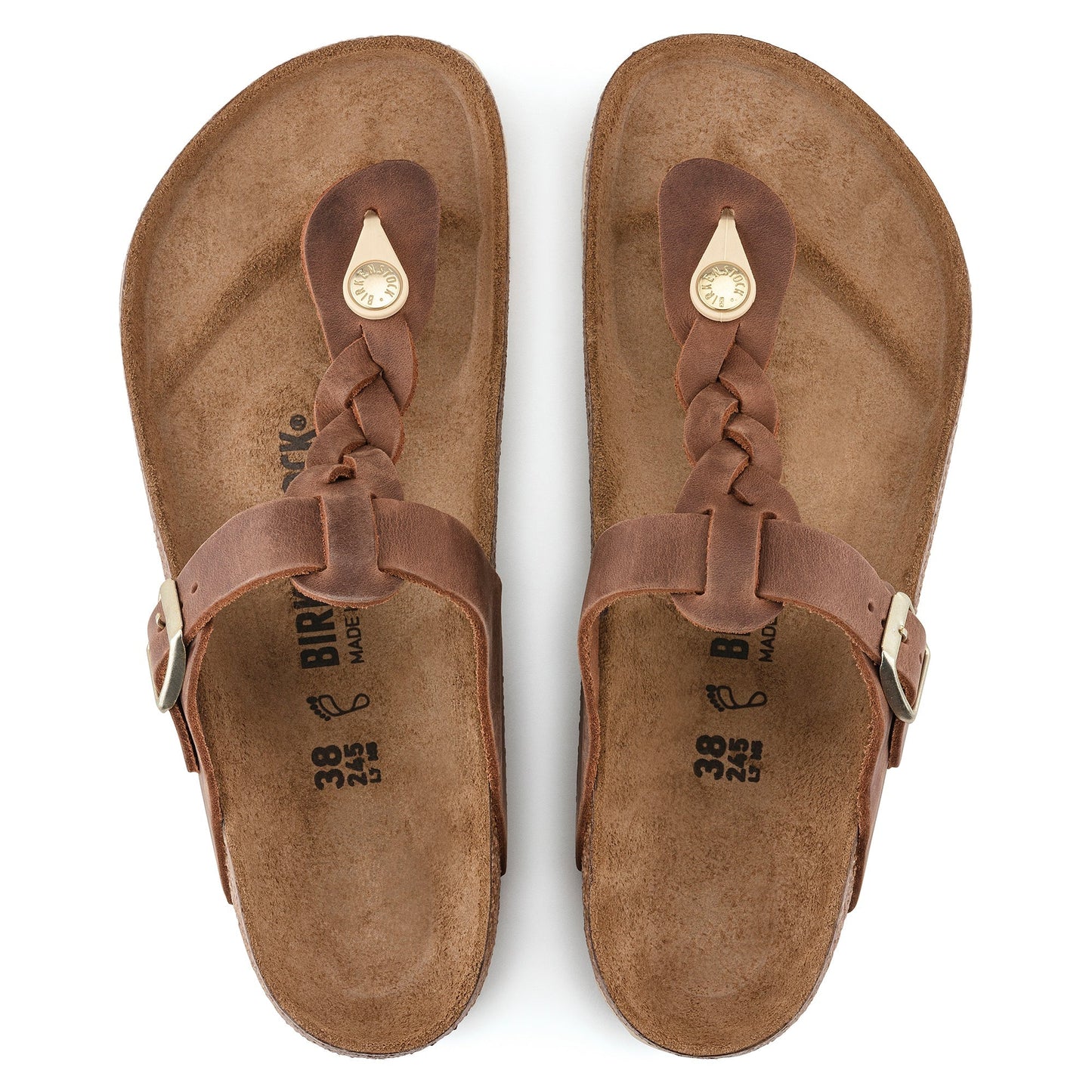 Gizeh Braid Oiled Leather Sandal in Cognac