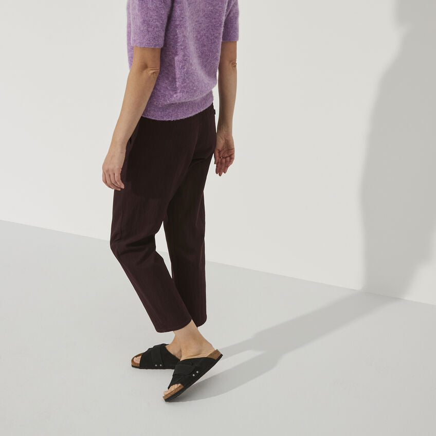 Kyoto Nubuck Leather Suede Leather Sandal in Black
