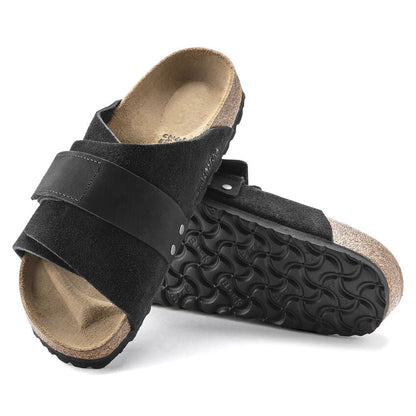 Kyoto Nubuck Leather Suede Leather Sandal in Black