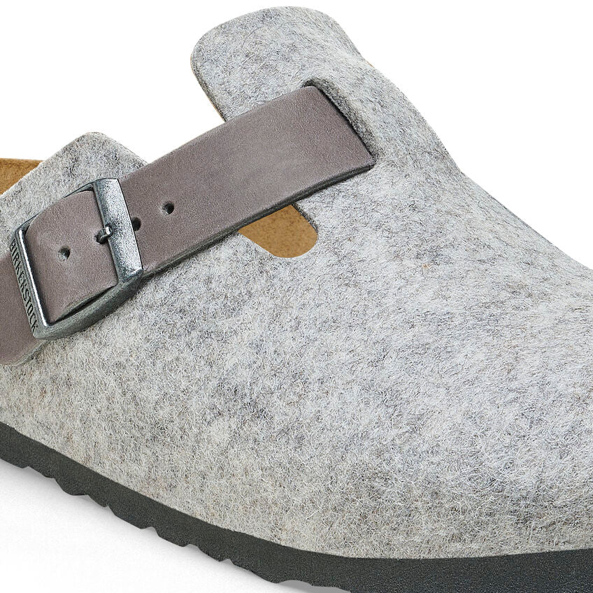 Boston Natural Leather/Felt in Light Grey