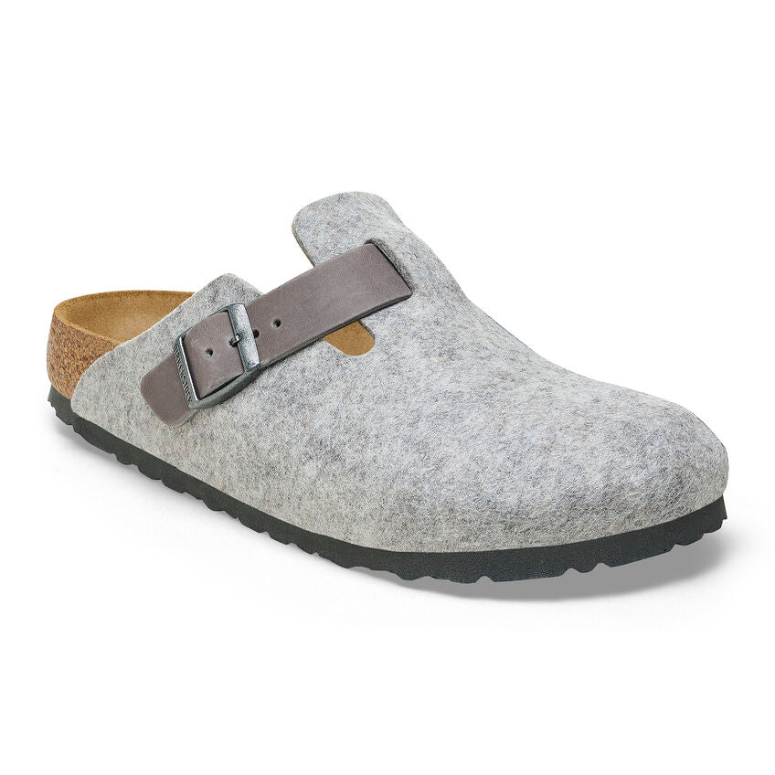 Boston Natural Leather/Felt in Light Grey
