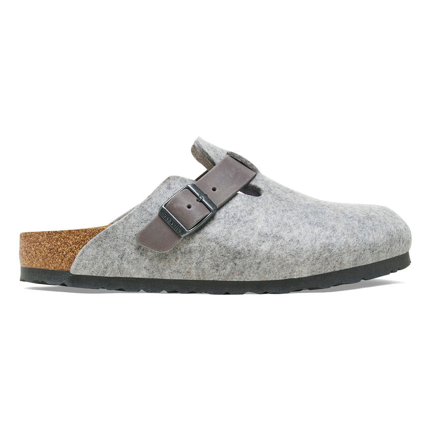 Boston Natural Leather/Felt in Light Grey