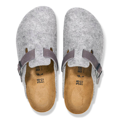 Boston Natural Leather/Felt in Light Grey