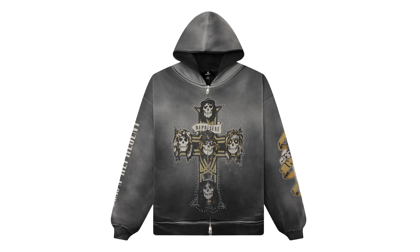Represent Guns N' Roses Cross Zip Hoodie "Stained Black" MLM100760 04