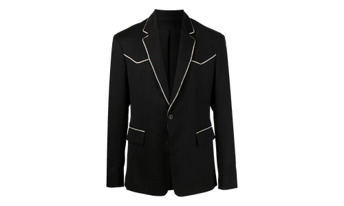 Crystal Trim Single Breast Jacket "Black" MJF017 001
