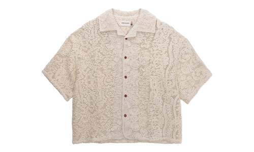 Mind Maze Crochet Camp Short-Sleeve Button Up "Natural" HTG260145 NAT