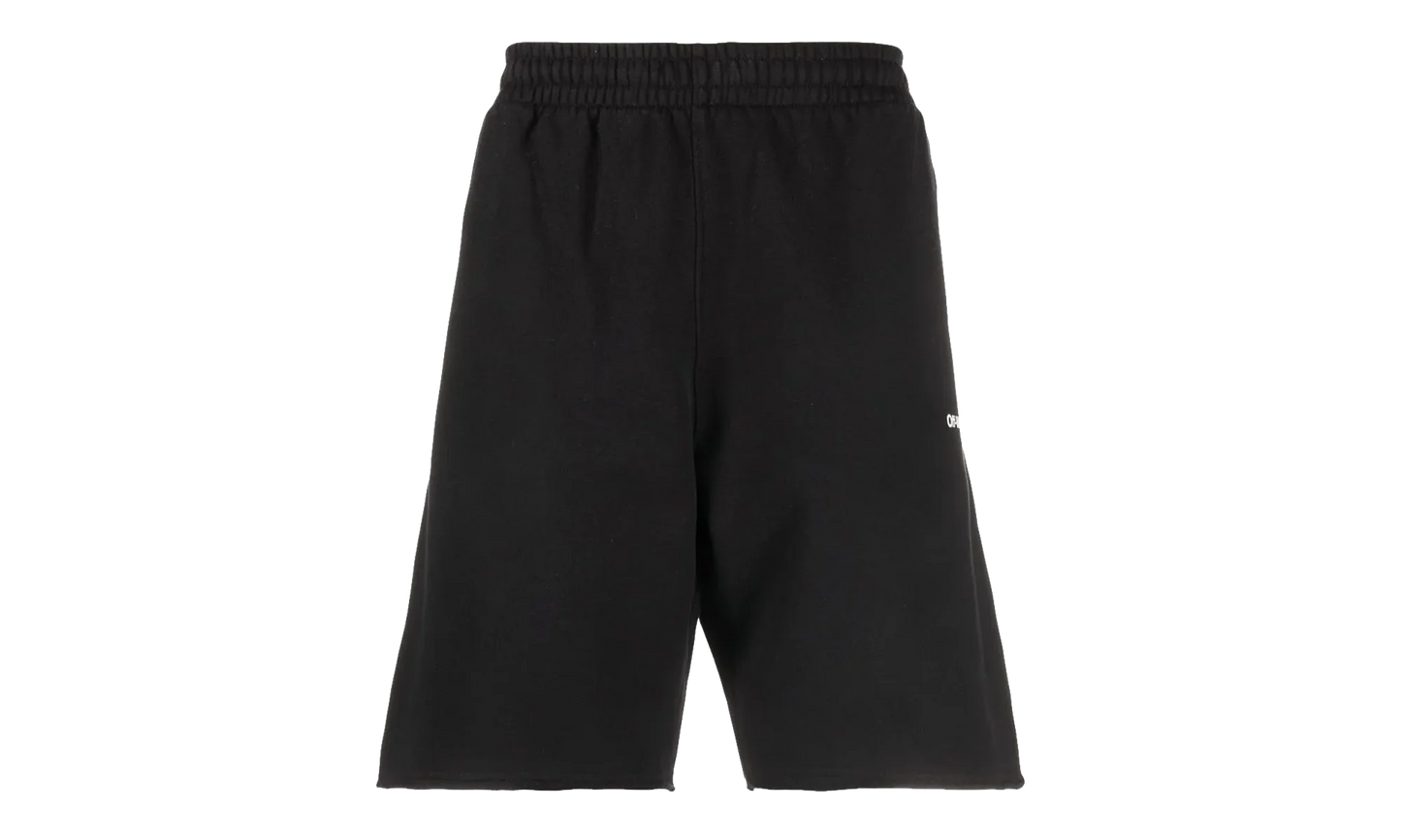 Diagonal Helvetica Sweatshorts "Black / White" OMCI006C99FLE0011001