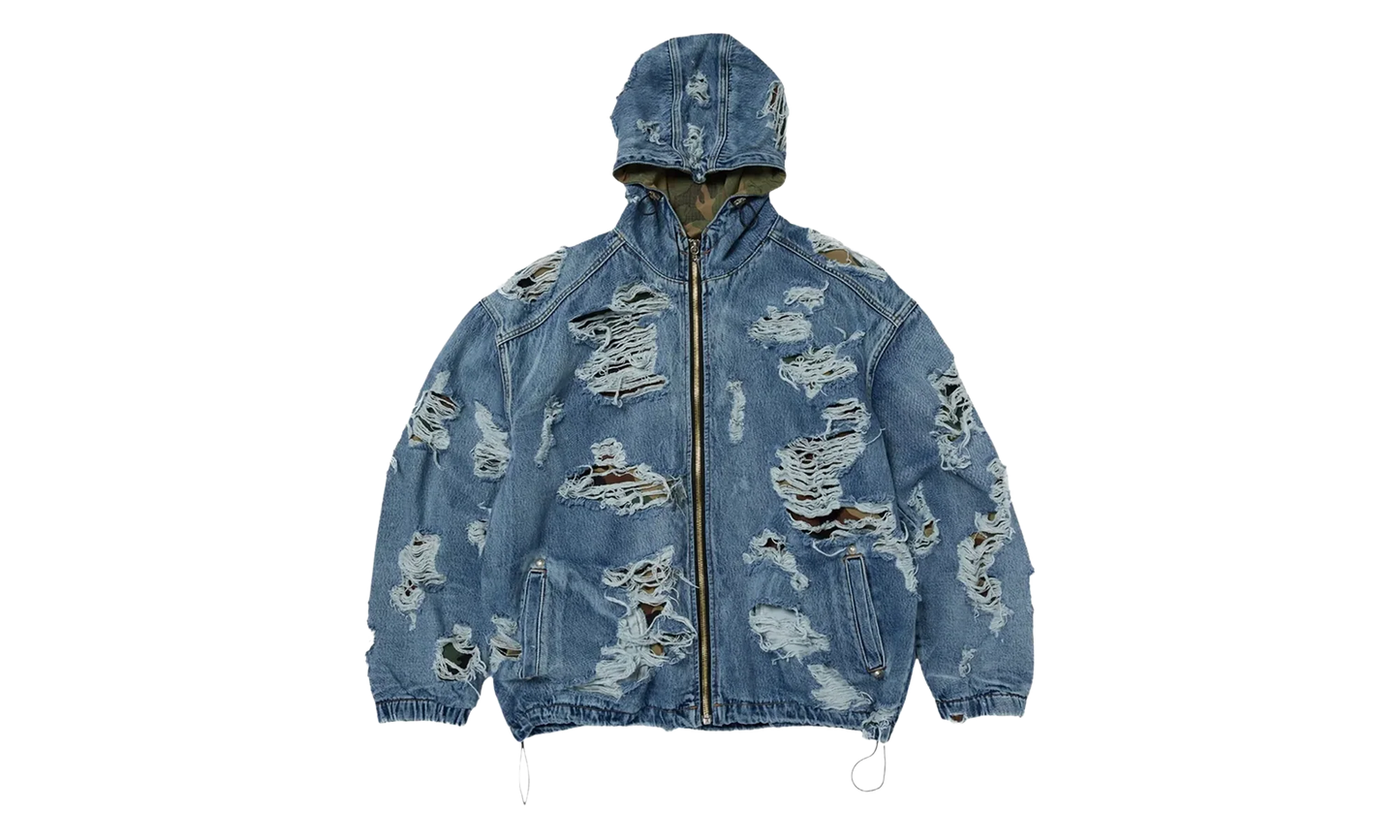 Hell Denim Camo Zip-Up Hoodie "Blue" TC25JK2301