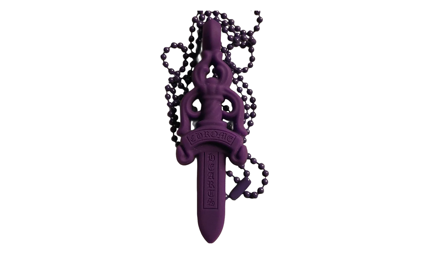 Silicone Dagger Pendant Ball Chain Necklace "Purple" CHRM0888