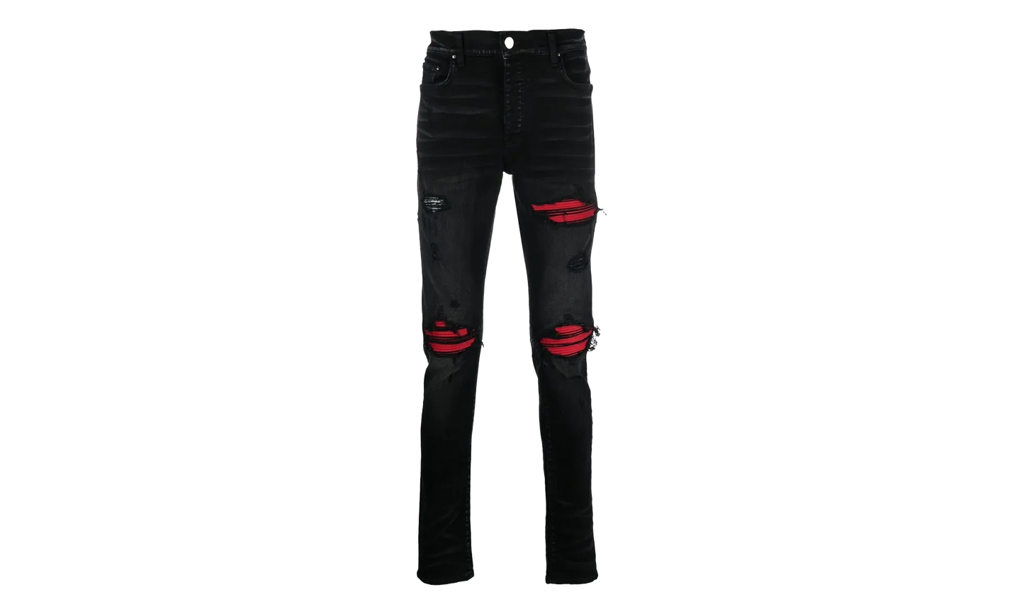 MX1 Ultra Suede Patch Jeans "Aged Black Red" AW22MDS010 023