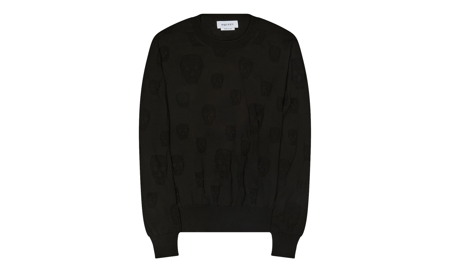 All Over Skulls Crewneck Sweater "Black" AM002