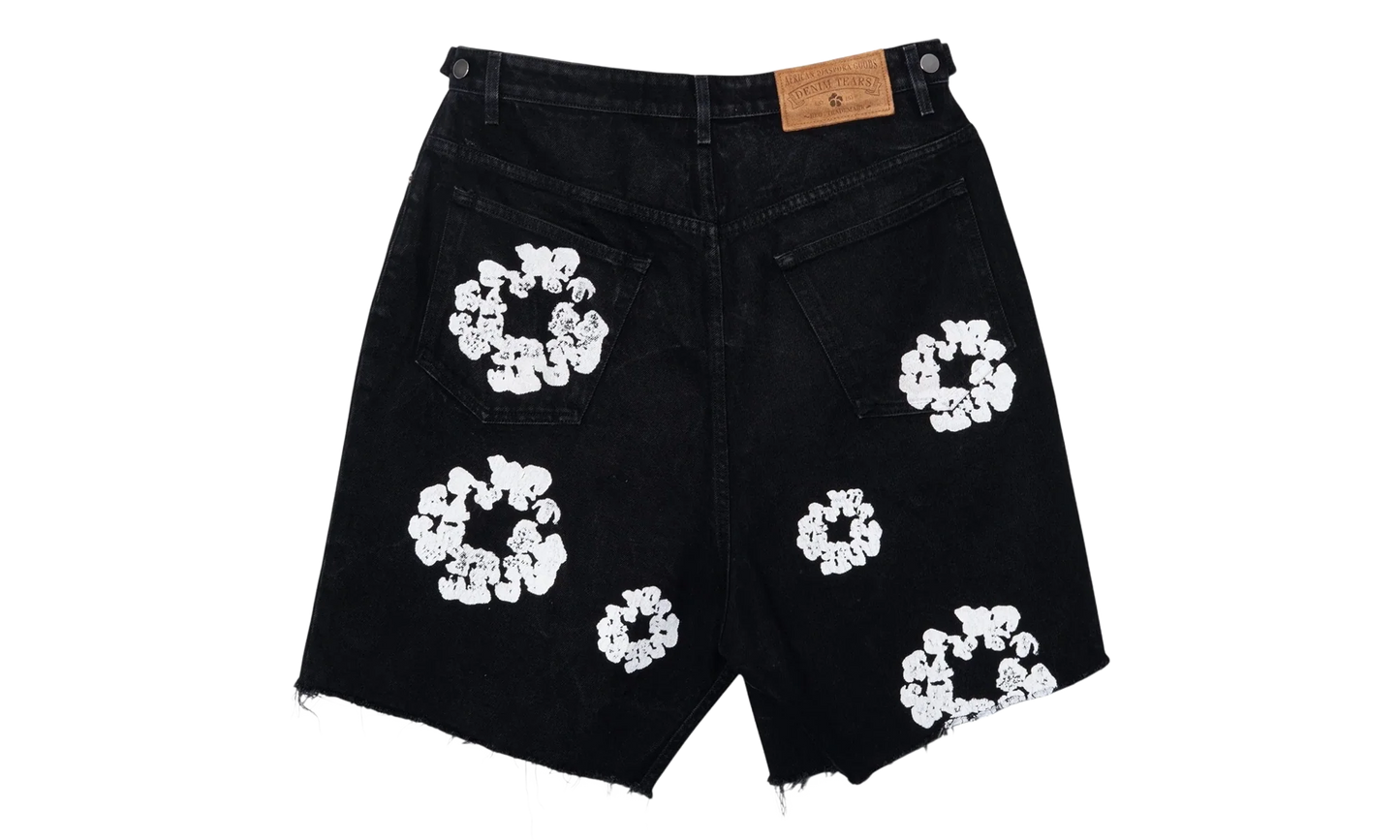 The Cotton Wreath Denim Shorts "Black White" DT401