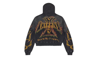 Reborn Waffle Knit Zip Up "Black" VAL139