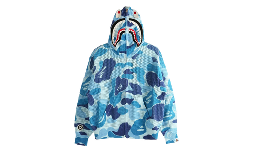 ABC Camo Crochet Relaxed Fit Shark Full Zip Hoodie "Blue Camo" 1L30115306 BLU