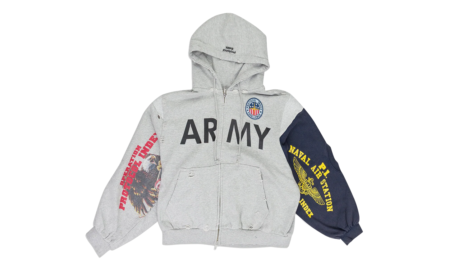 Reconstructed Zip Hoodie "Grey Melange" PI00007