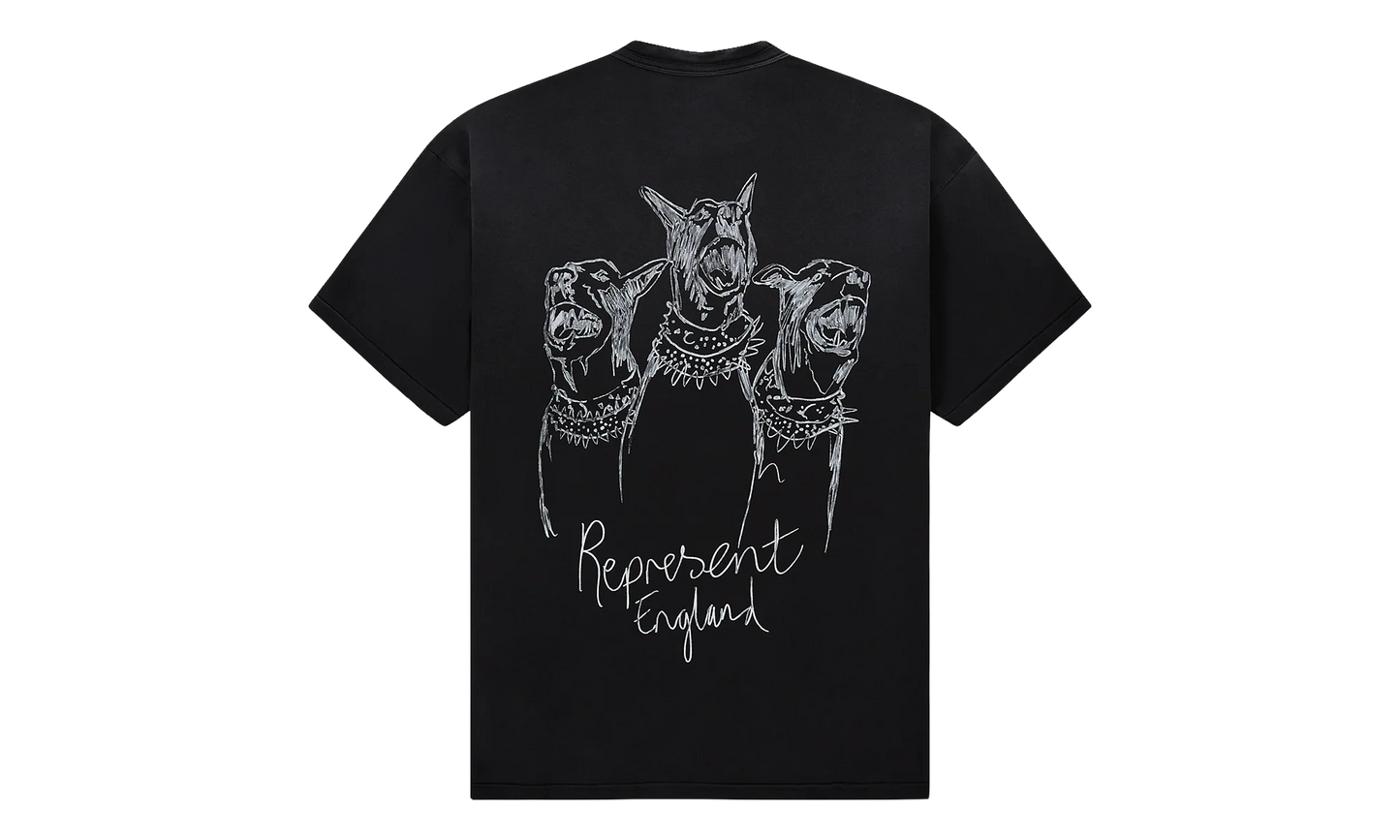 Hand Drawn Thoroughbred Dogs Tee "Aged Black" MLM100383 03