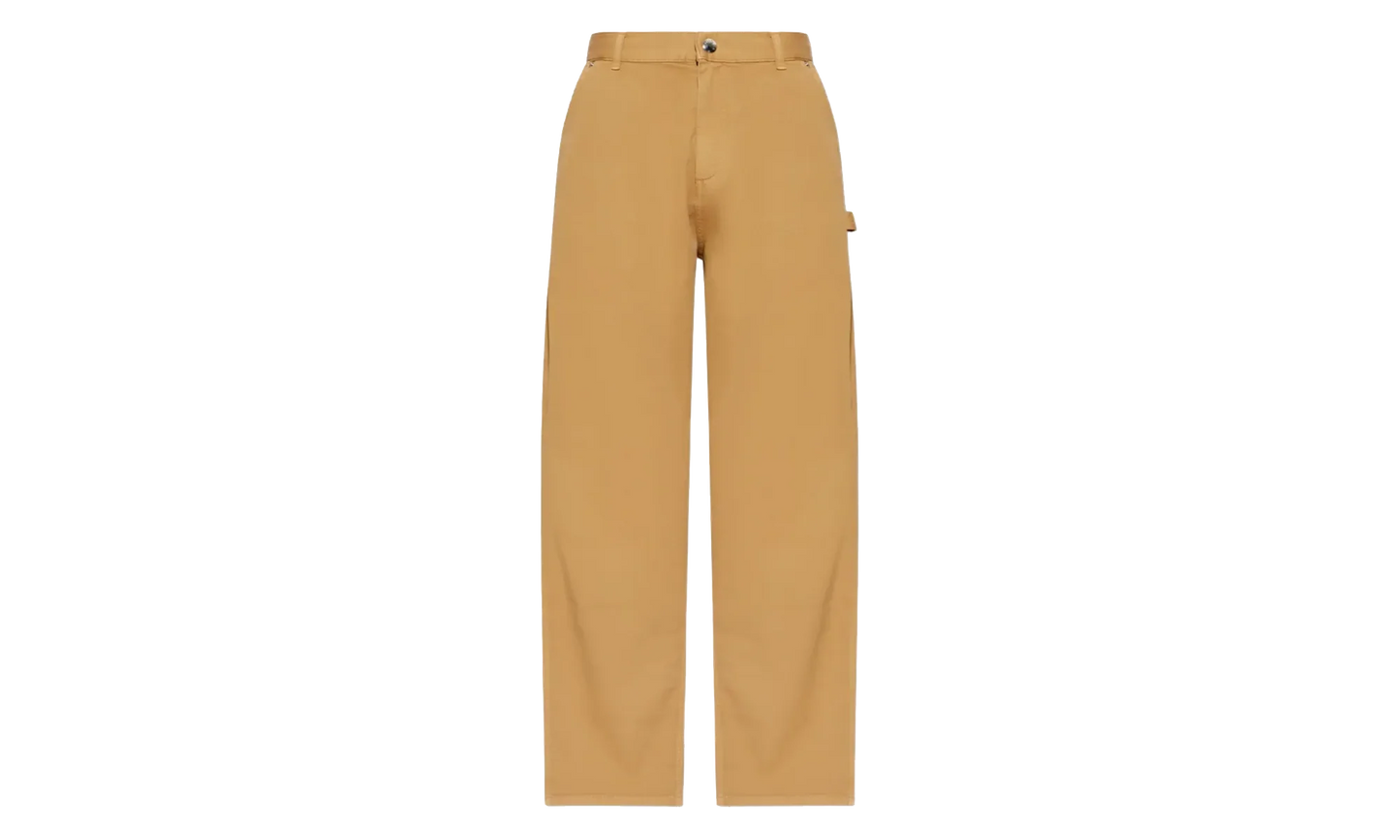 Button Up Zipper Straight Leg Trousers "Camel" MON52