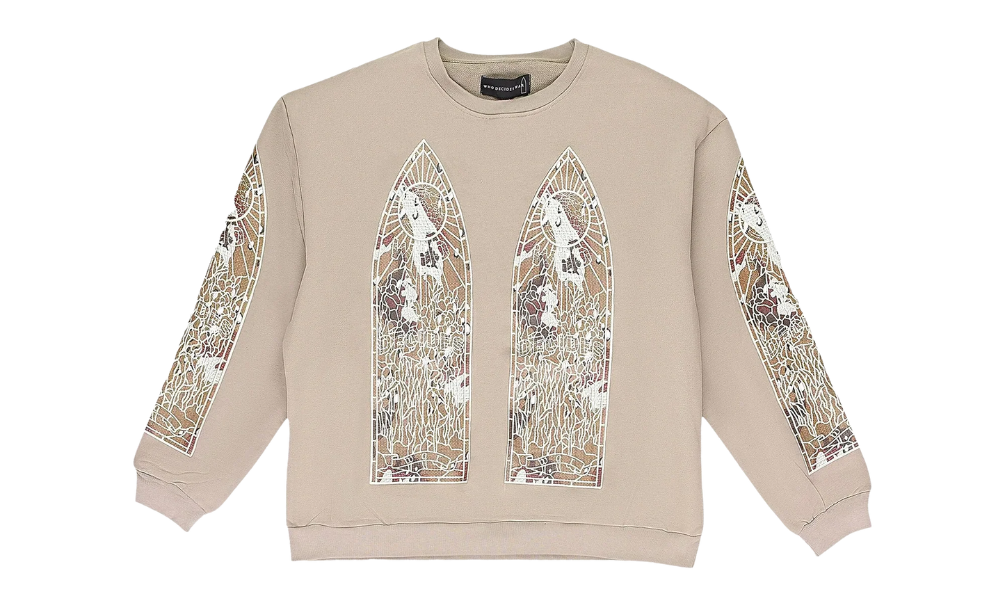 Camo Glass Pullover Sweatshirt "Beige" 232389M201030