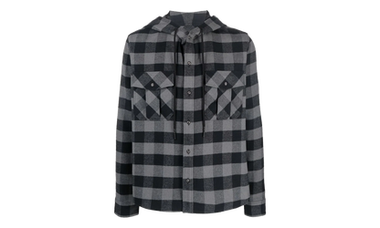 Arrow Hoodie Flannel Shirt "Black / White" OMGA125F21FAB0010501
