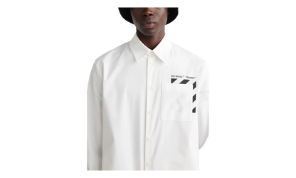 Diagonal Pocket Button Up Shirt "White" OMGA220C99FAB0010110