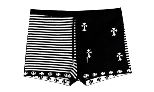 Striped Cross Stitching Drawstring Shorts WMNS "Black / White" CHRM1179